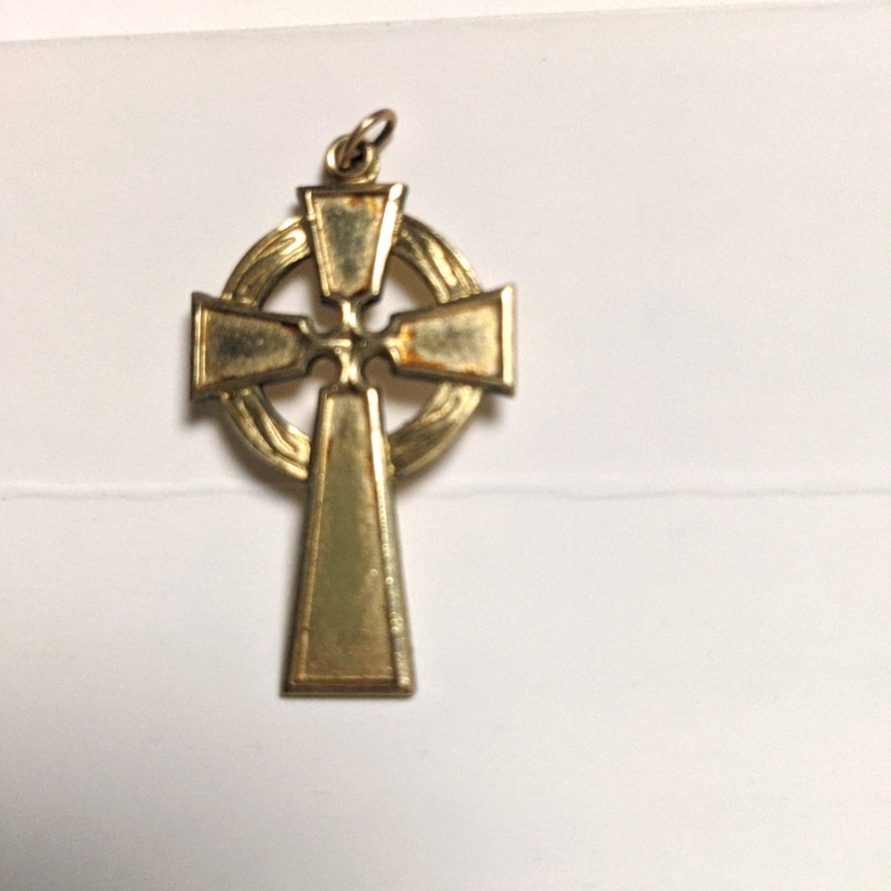 Rolled Gold antique Cross pendant charm vintage rolled Gold celtic